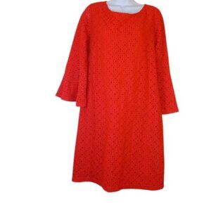 Sharagano Womens Bell Sleeve Shift Dress Red Poppy Lace 14 New